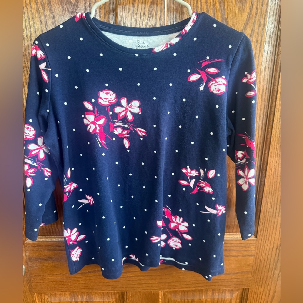 Kim Rogers Navy Floral Kids Shirt